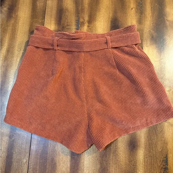 Altar’d State Burnt Orange Corduroy Shorts Medium Belted Zip and Latch - Picture 8 of 8